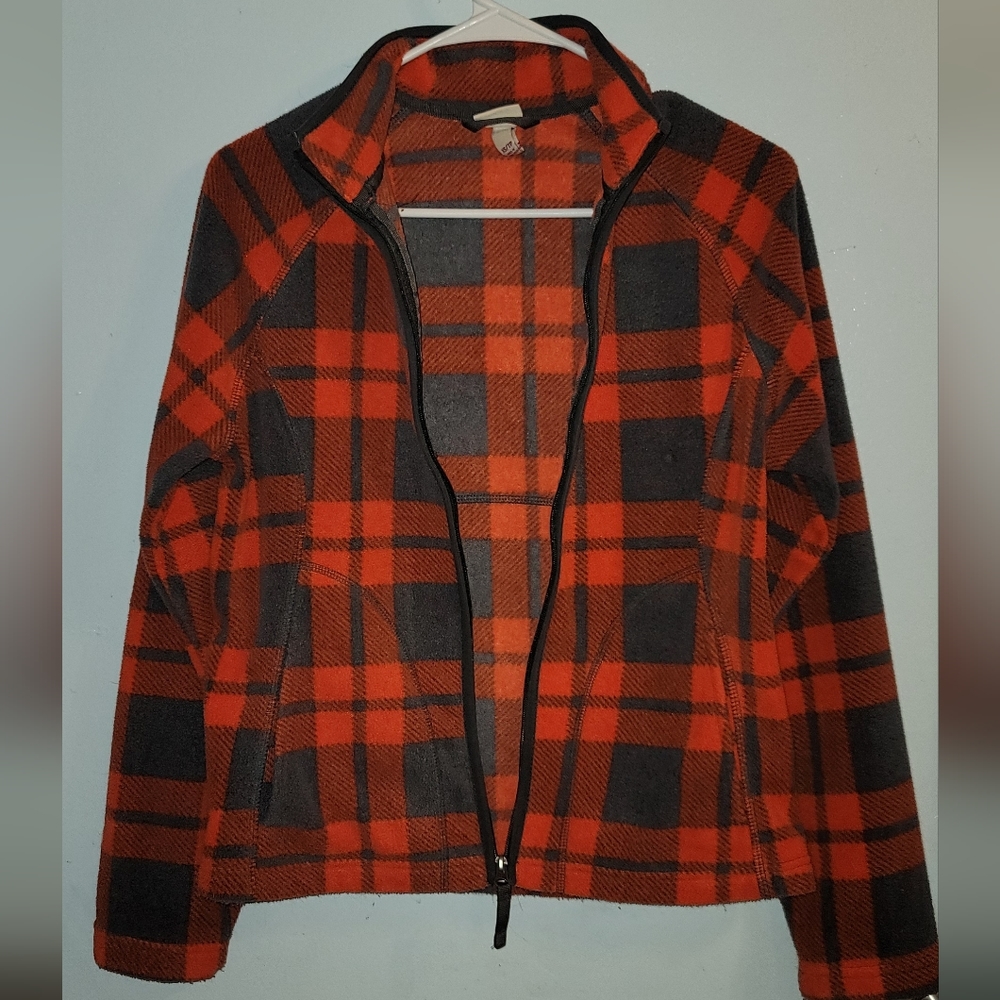 Buffalo plaid zip up jacket black and red Merona extra small